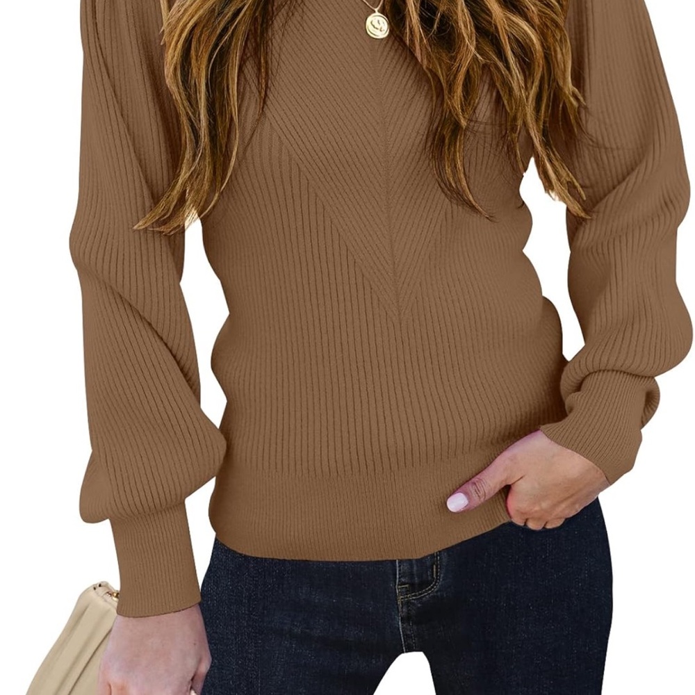 Chic Brown Ribbed Sweater